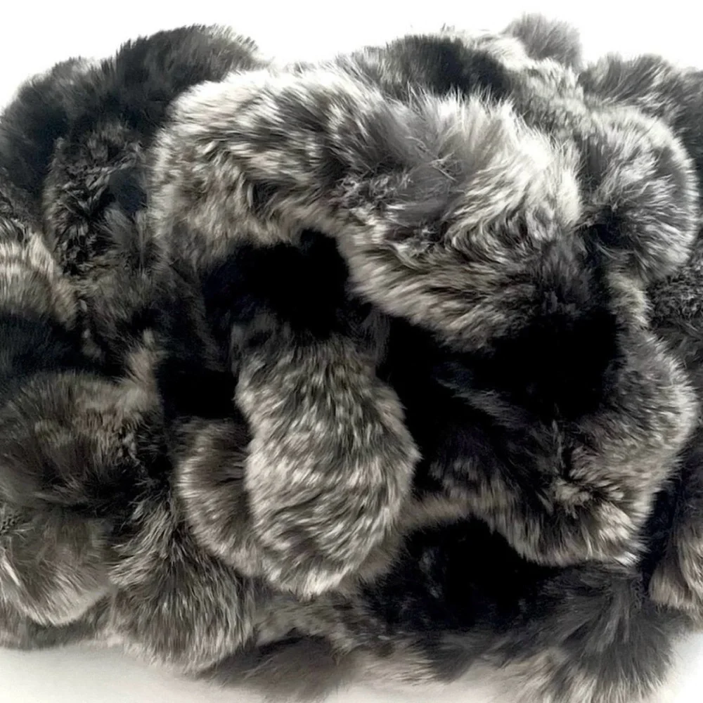 Luxurious Fur Scarf in Gray and Black